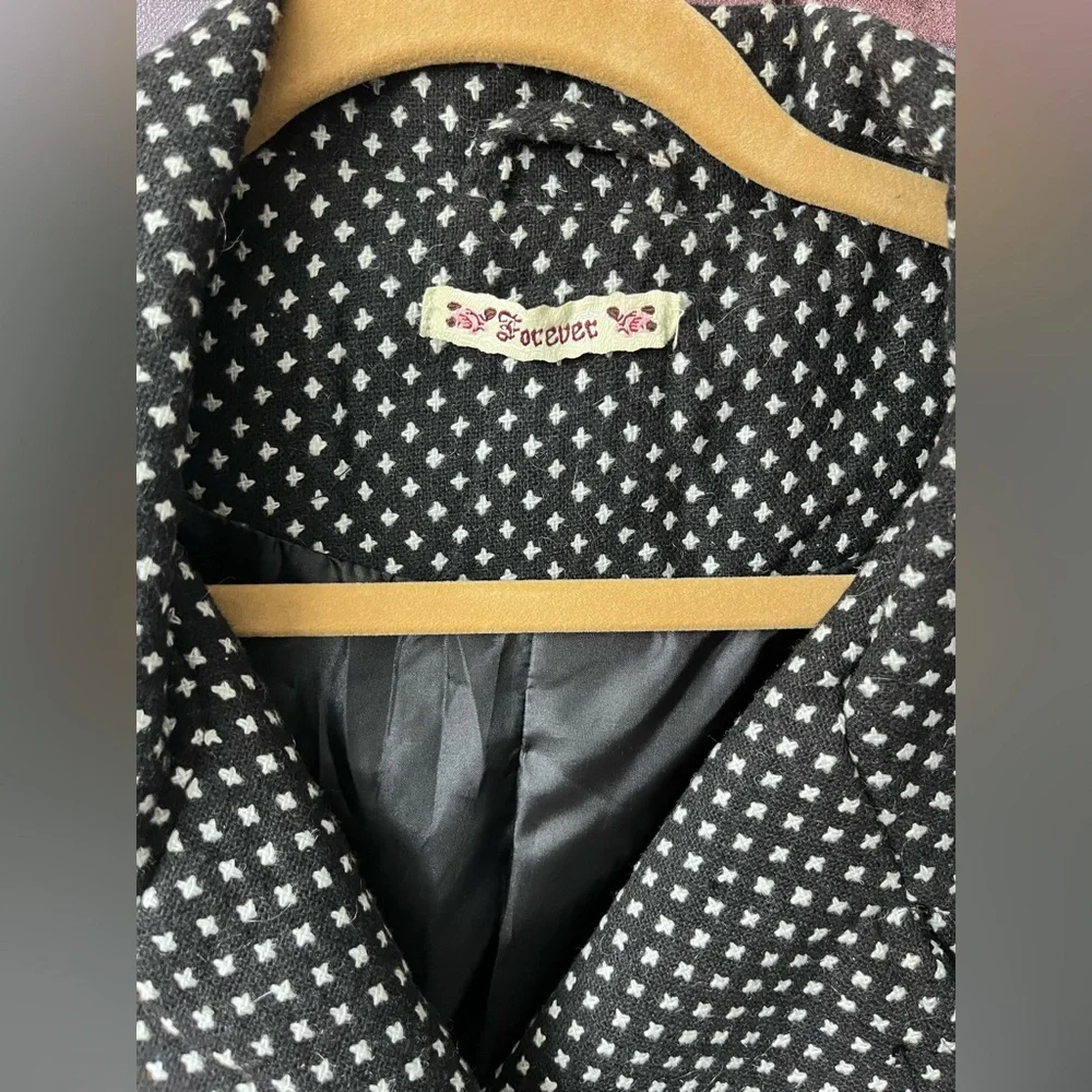Y2K Forever 21 Black Polka Dot Blazer Size Large - Picture 3 of 15
